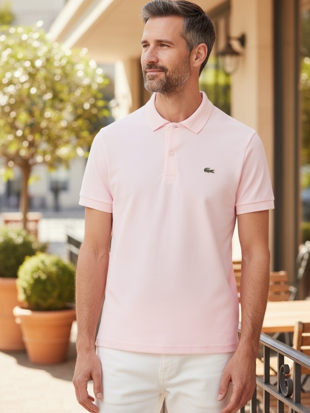 Lacoste Men's Light Pink Short-Sleeve Piqué Polo
